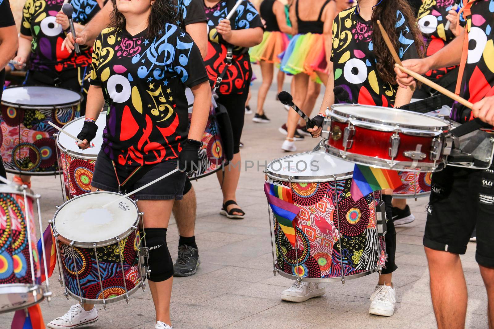 Group of musicians playing the drums by soniabonet