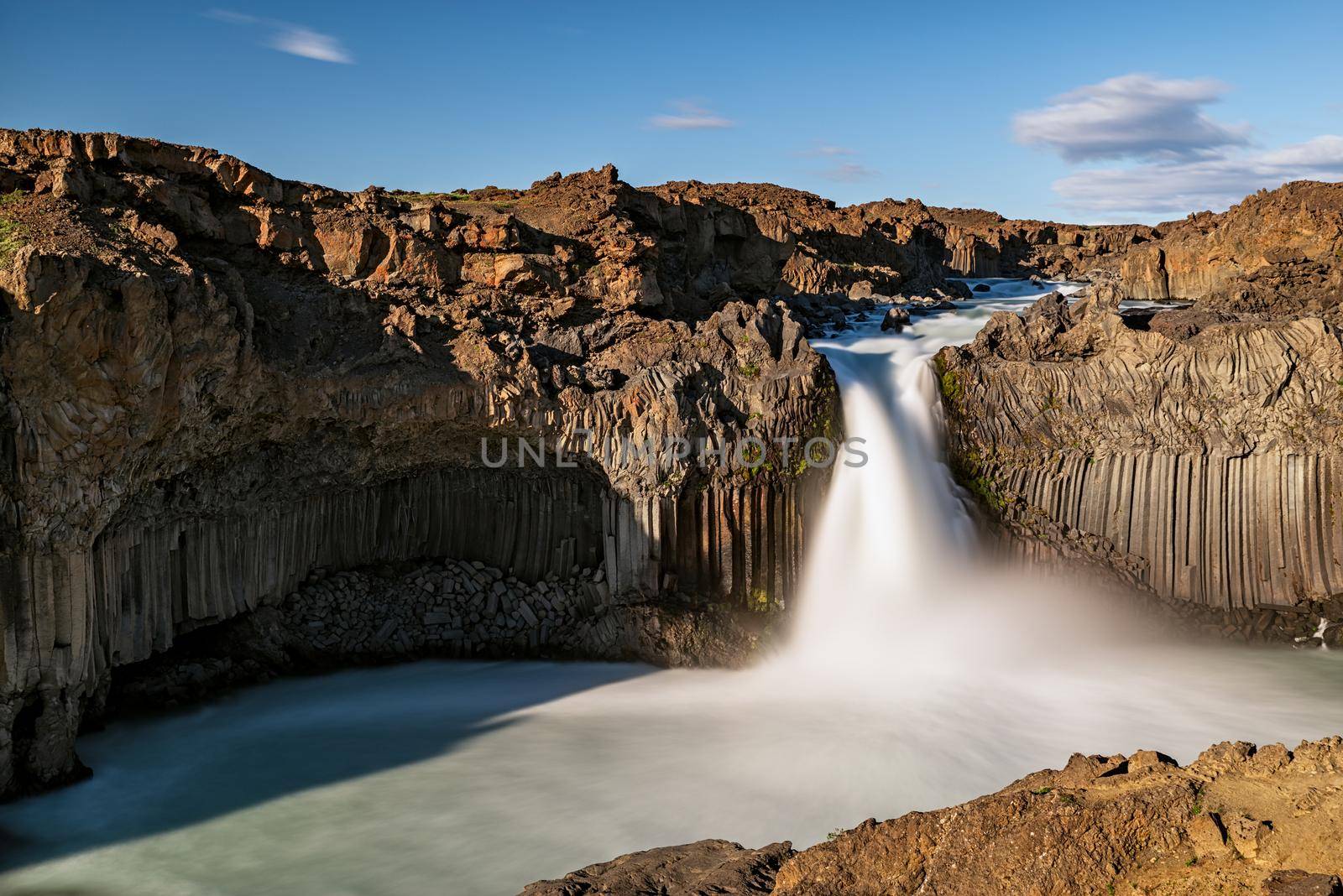 Icelandic summer landscape of the Aldeyjarfoss waterfall in Iceland