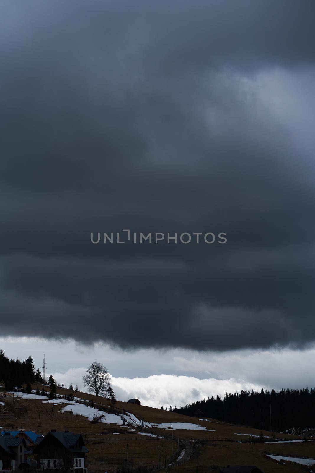 Ukrainian karpaty mountains winter landscape. Village among mountains by Try_my_best