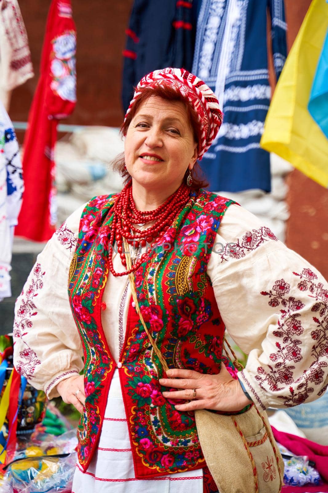 Vyshyvanka day in Ukraine. Open air fest in national dress. Dnipro, Ukraine - 05.19.2022