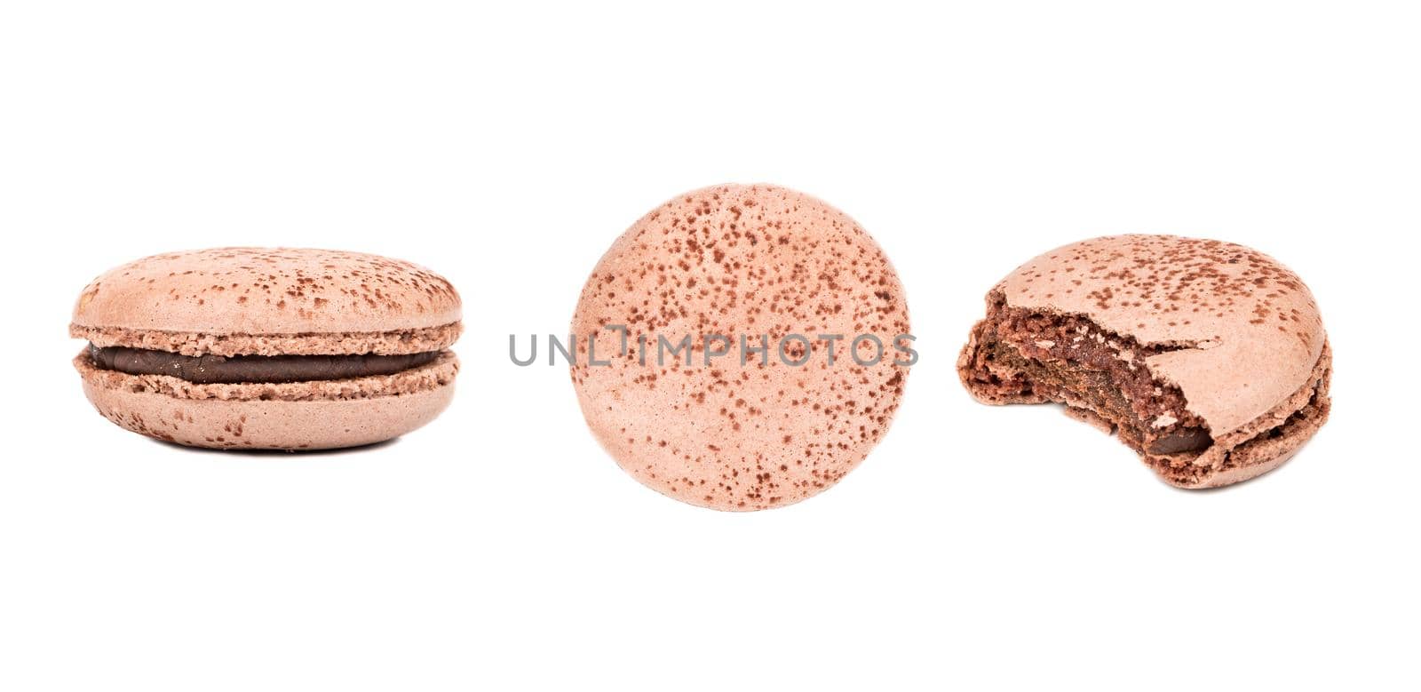 Chocolate macaron isolate, set by andregric