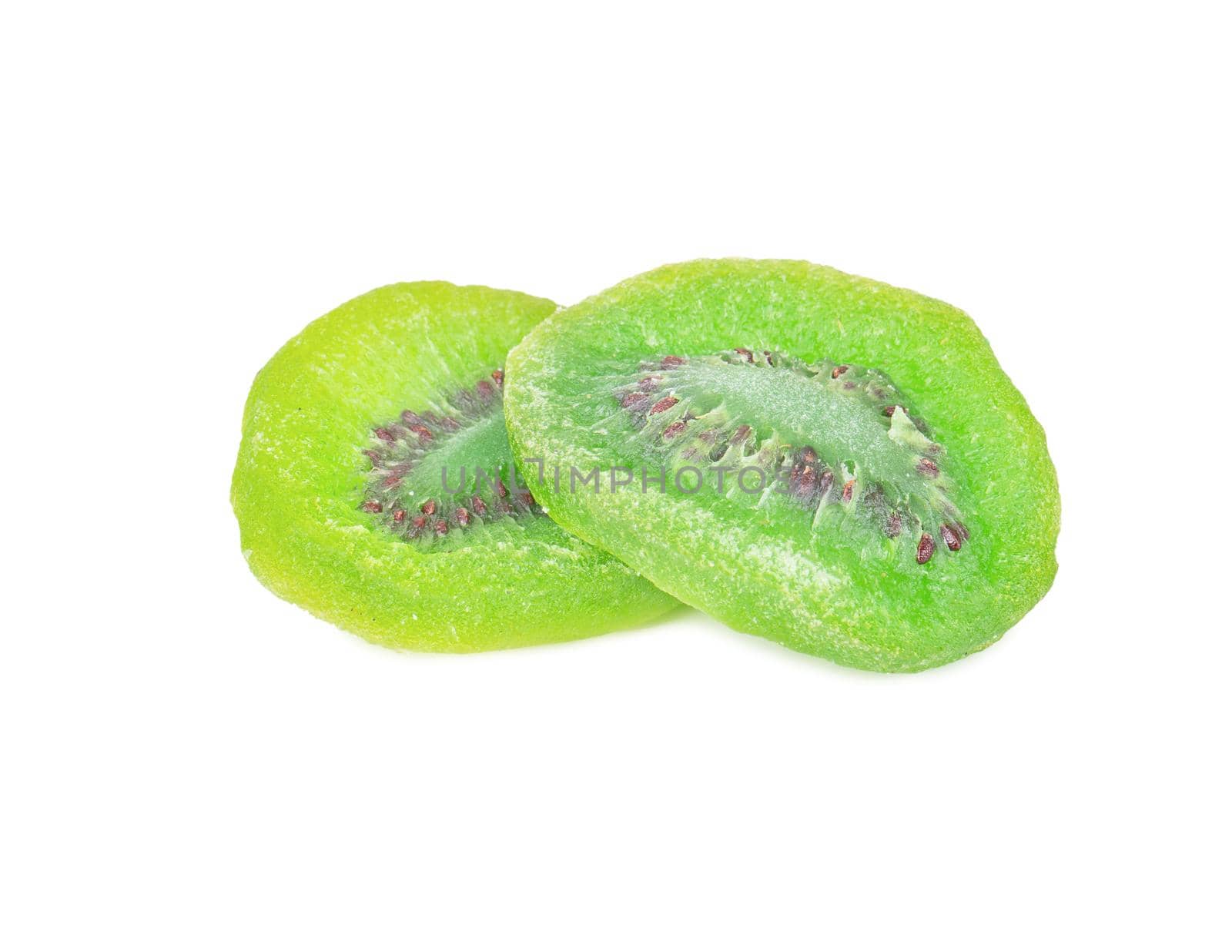 Two dry slices of kiwi isolate on a white background