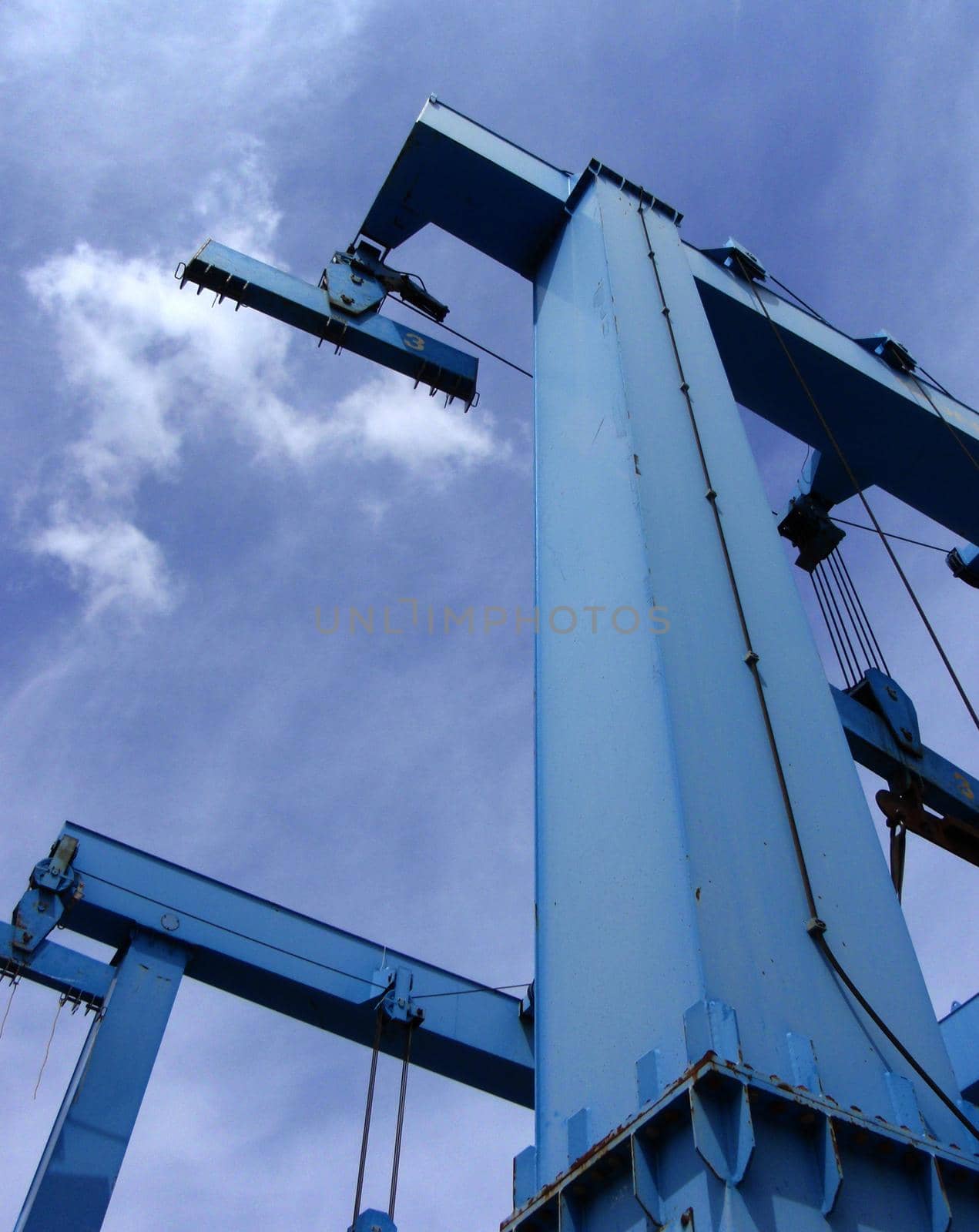 Close up of boat lift with sky background