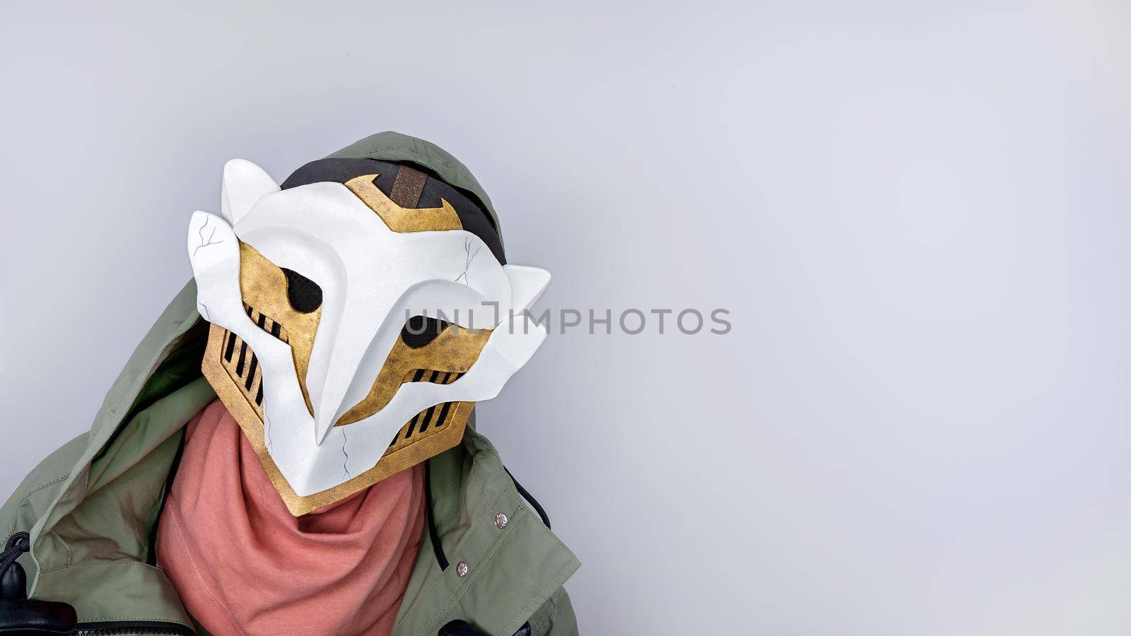 Ekko Firelight masked man from Arcane Netflix TV series. League of Legends. Popular tv show. Ekko's owl mask boy. June 18, 2022 - Gatineau, QC Canada. by JuliaDorian