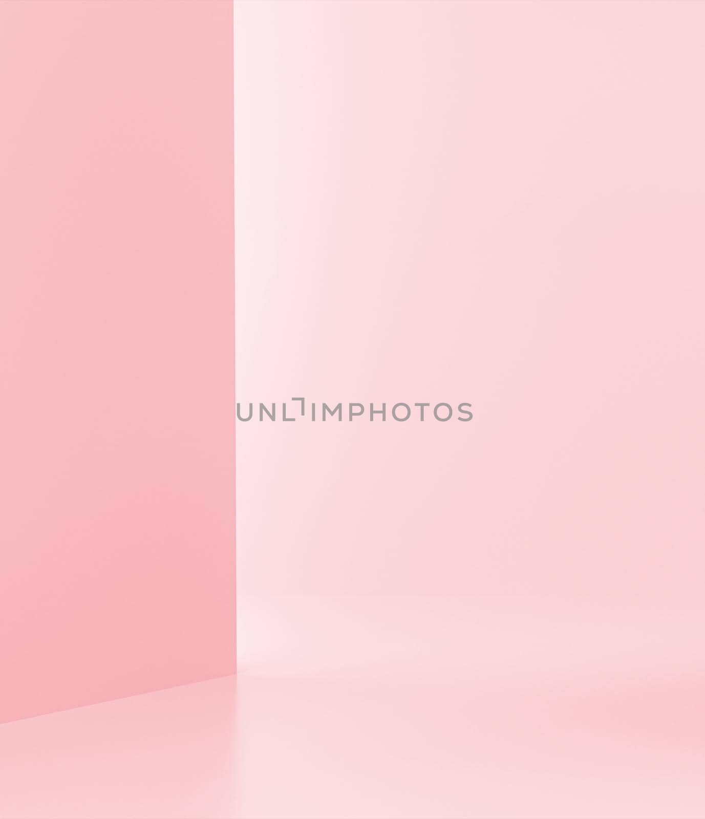 Minimal interior studio light for product presentation on pink background. 3d rendering.