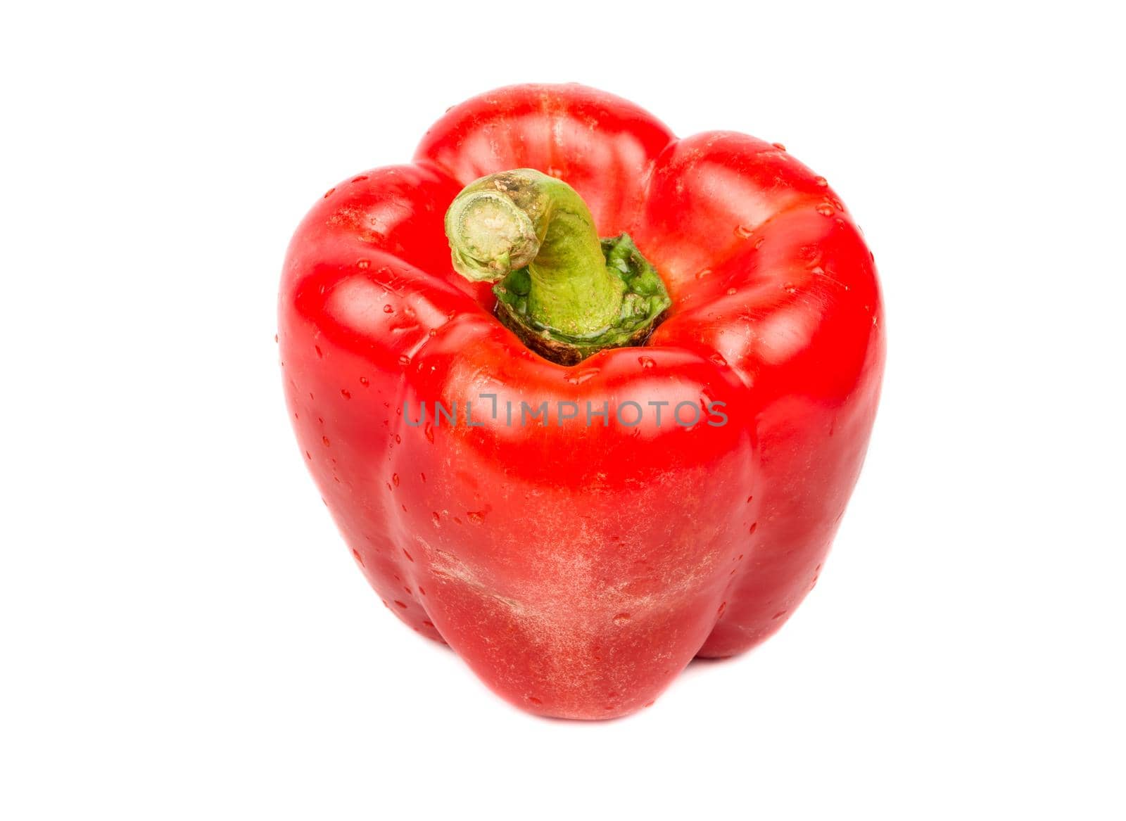 Fresh red pepper isolated on white background closeup