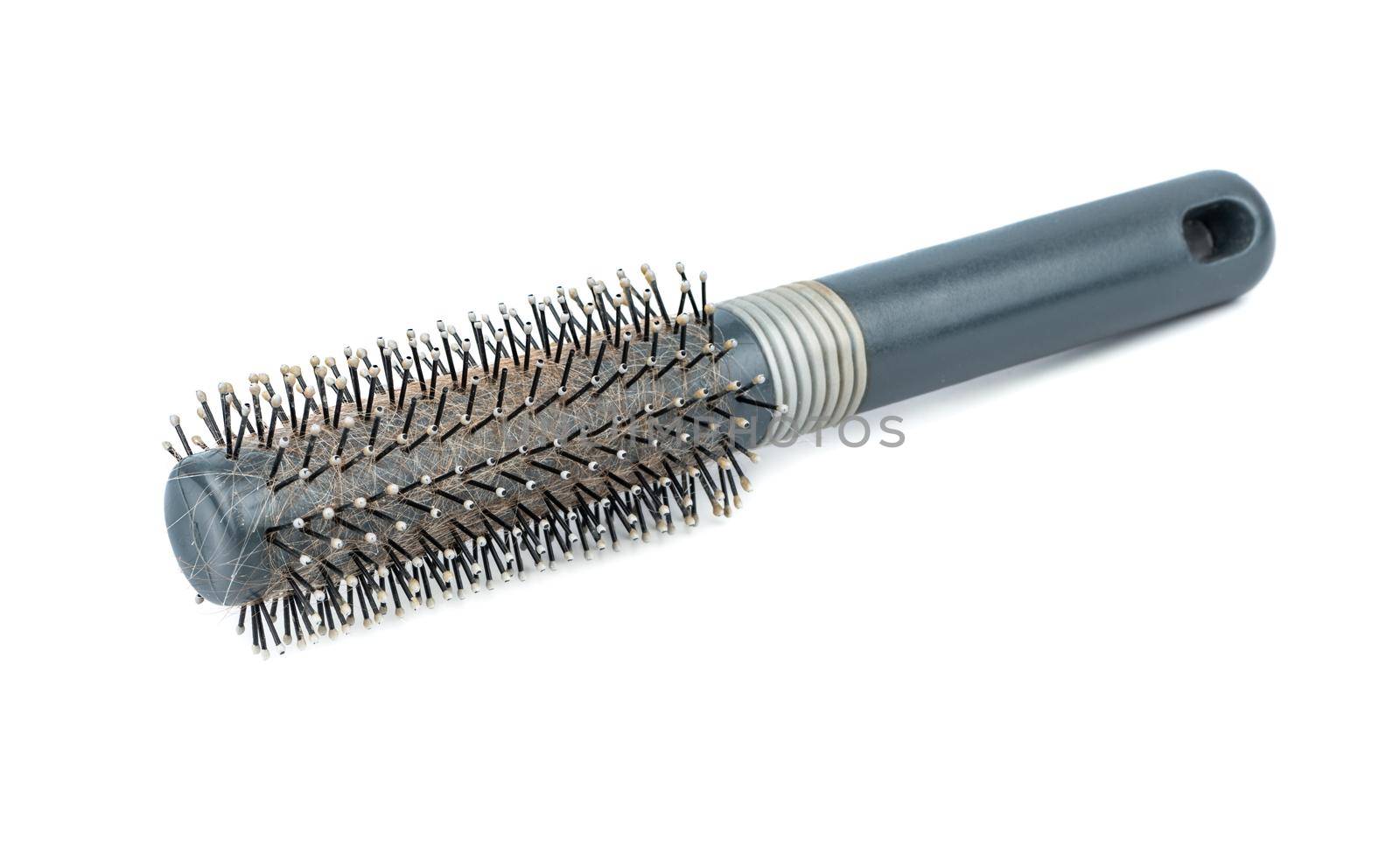 The old used to comb the hair on a white background