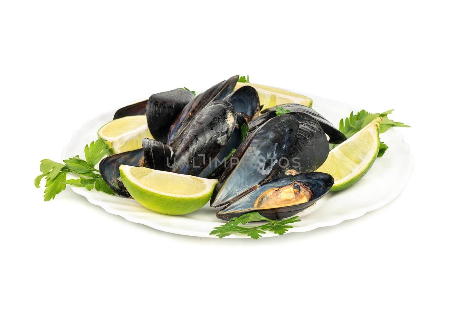 Prepared mussels in a plate by andregric