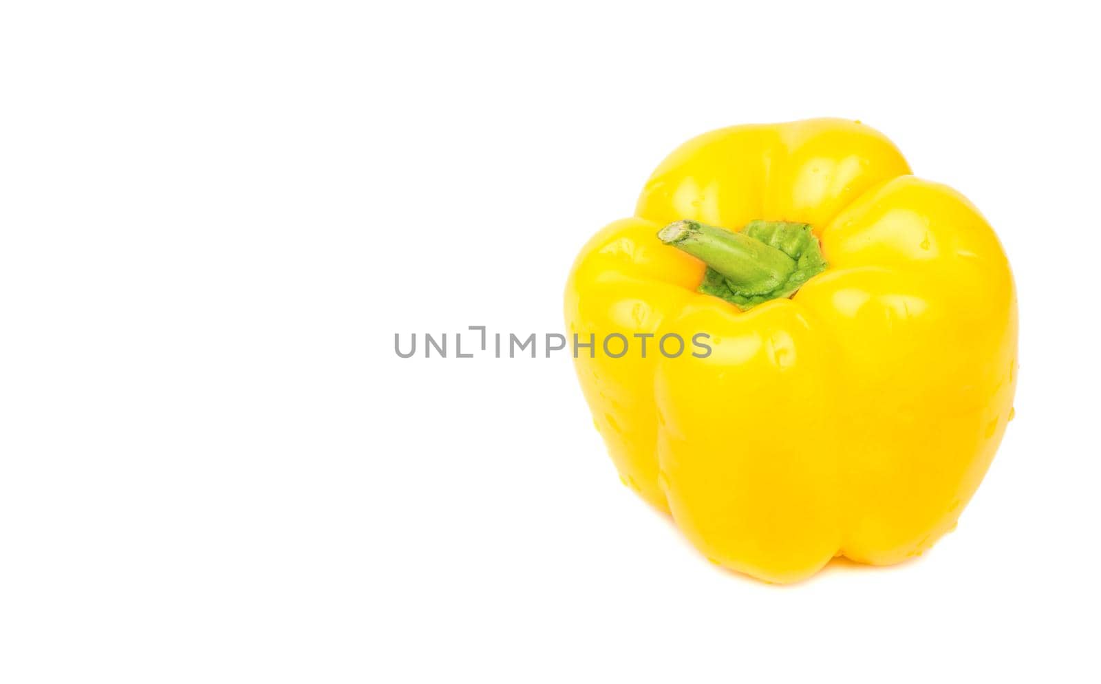 Fresh yellow pepper on white background blank for text