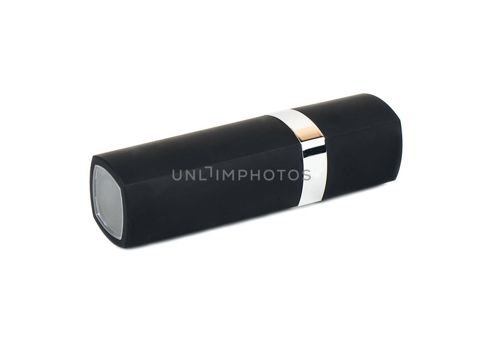 Closed black lipstick isolated on white background