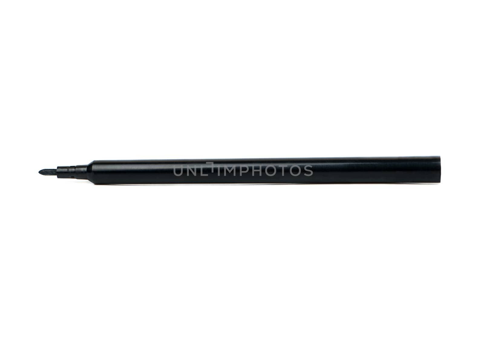 Open black felt tip pen isolated on white background