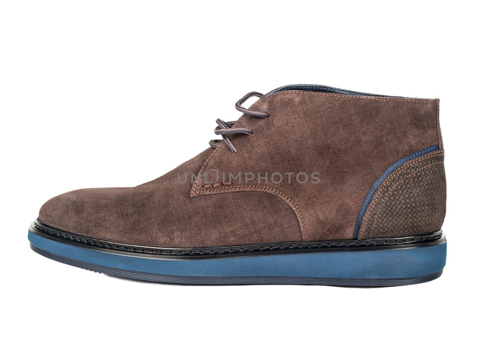 Mens brown suede shoes on white background