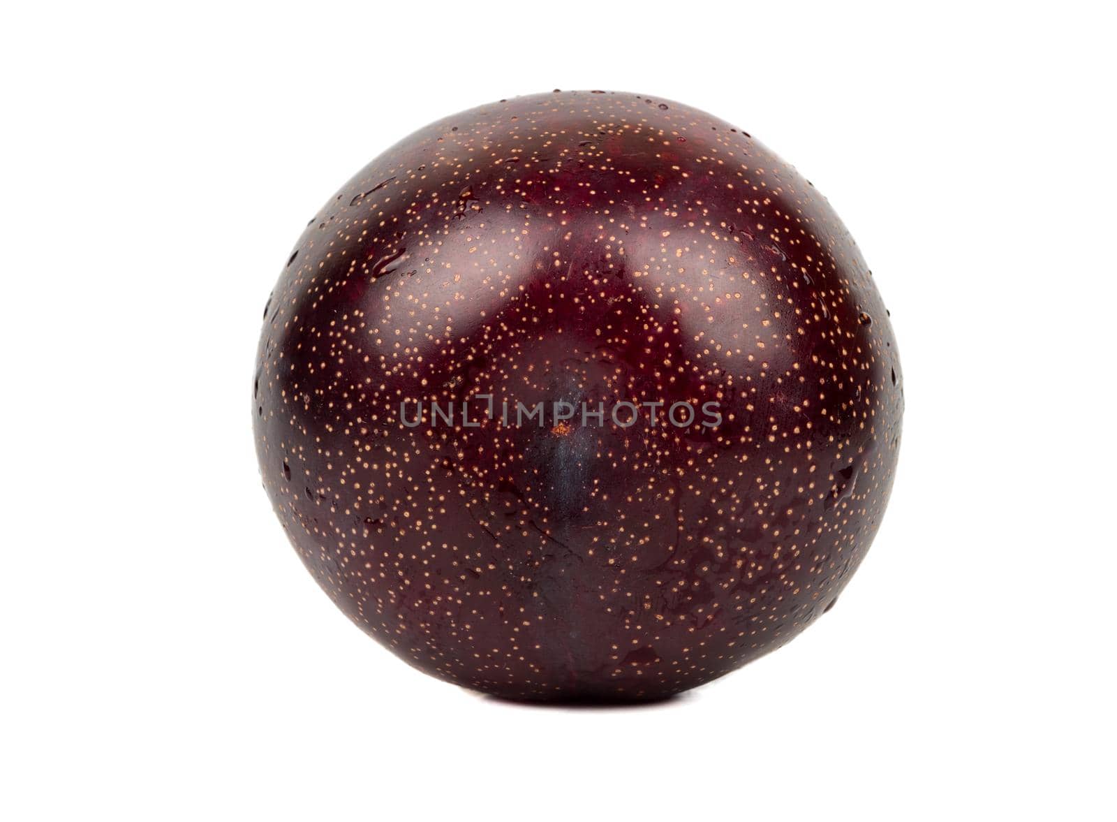 Big red plum isolated on white background