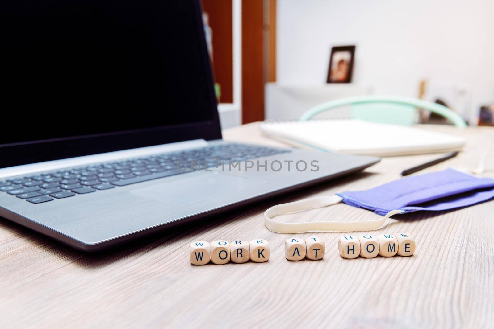 improvised workstation at home with computer
