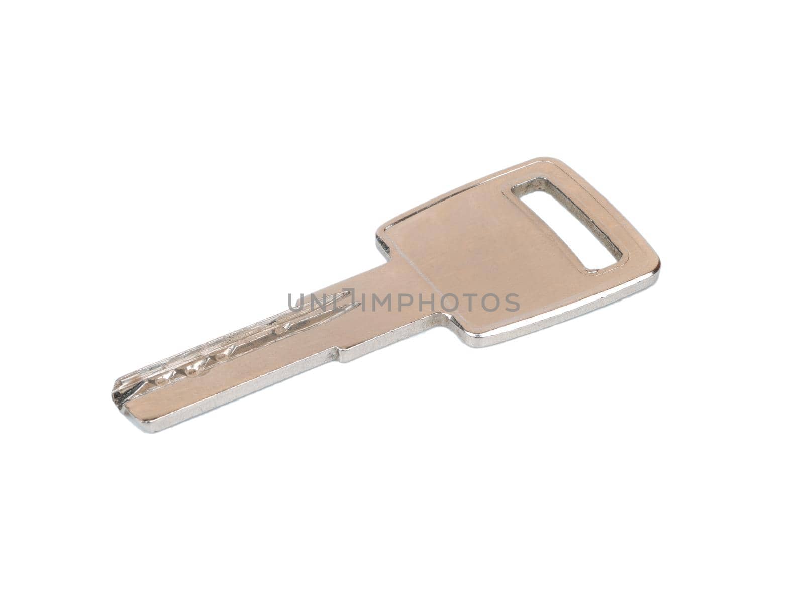 Metal door key isolated on white background