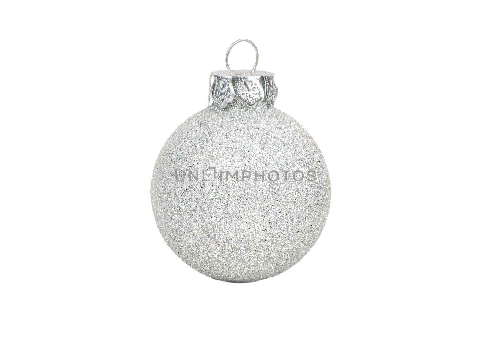 Silver Christmas ball isolated on white background