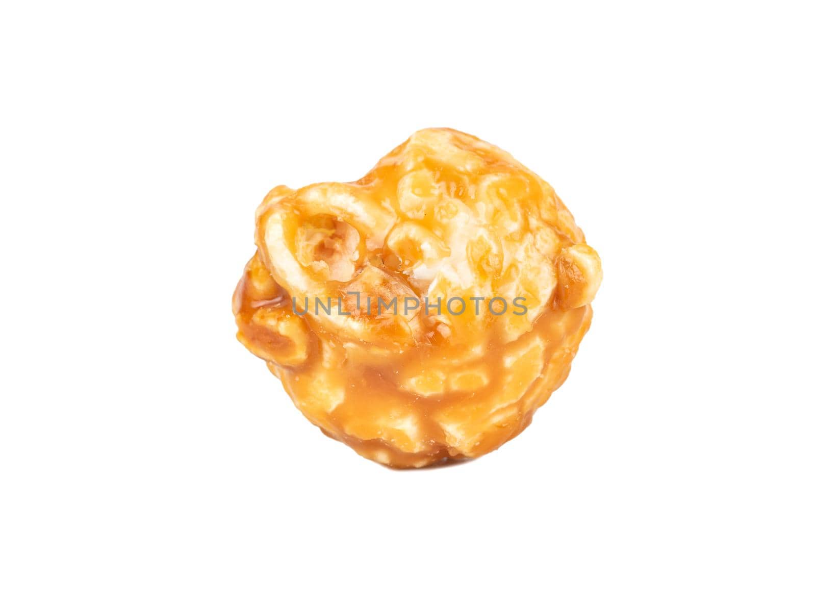 Caramel popcorn isolated on white background