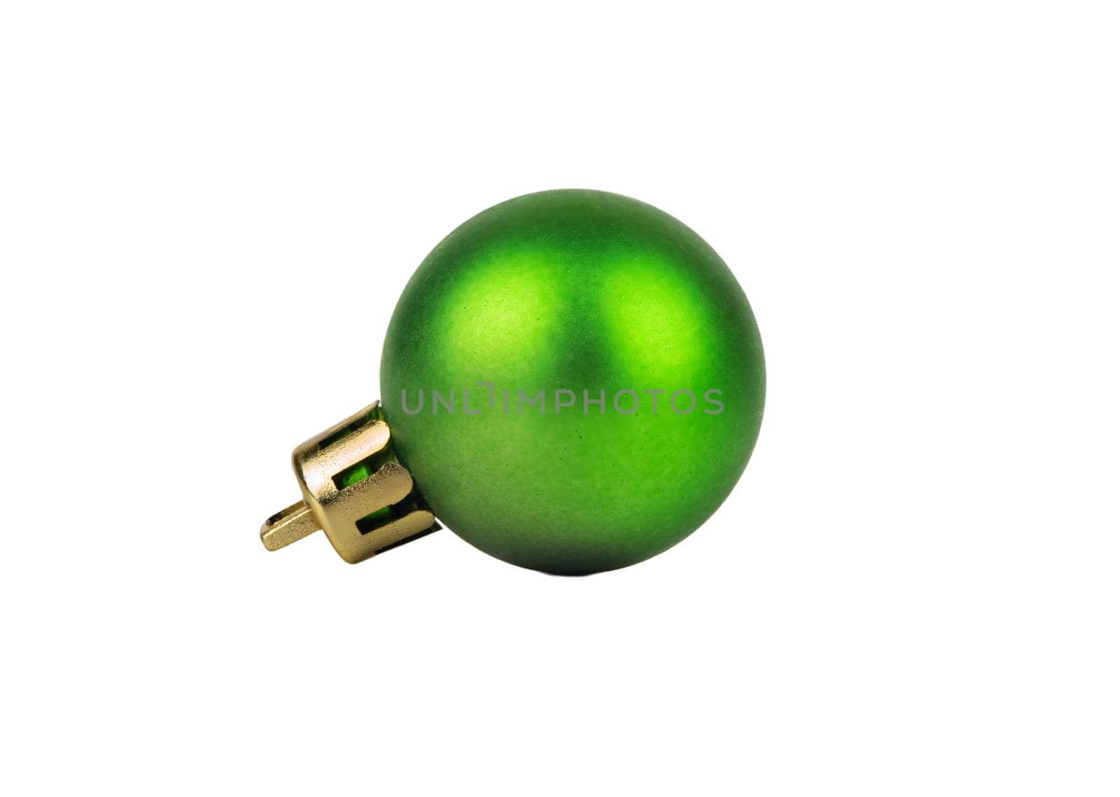 Beautiful green Christmas ball isolated on white background