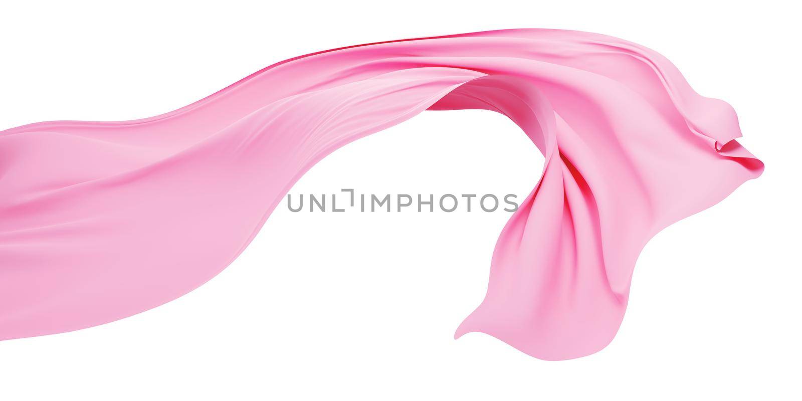 Pink fabric flying in the wind isolated on white background 3D render by Myimagine