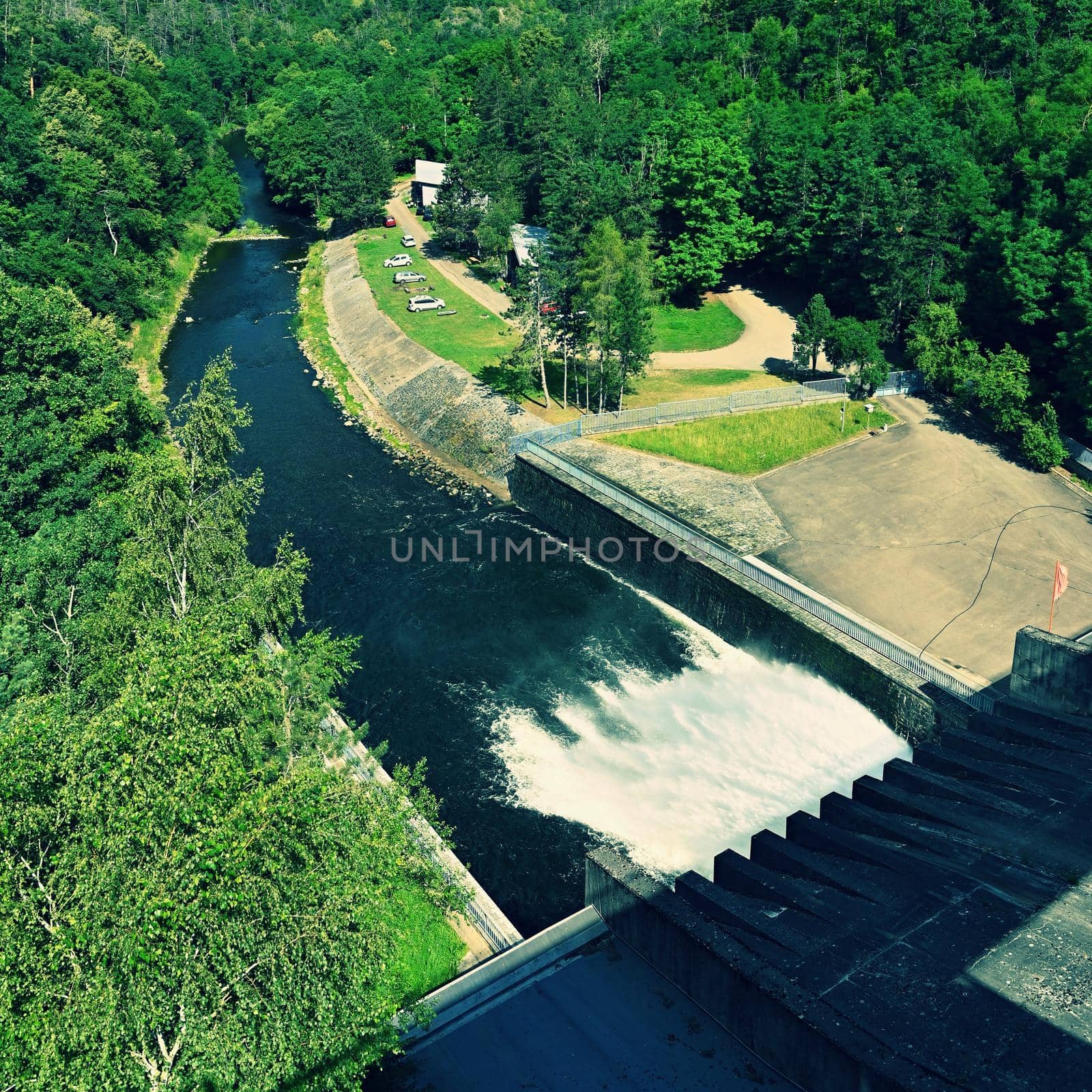 Hydroelectric power station - run-of-river hydroelectric power station. Kaplan turbine. Mohelno-Czech Republic. by Montypeter