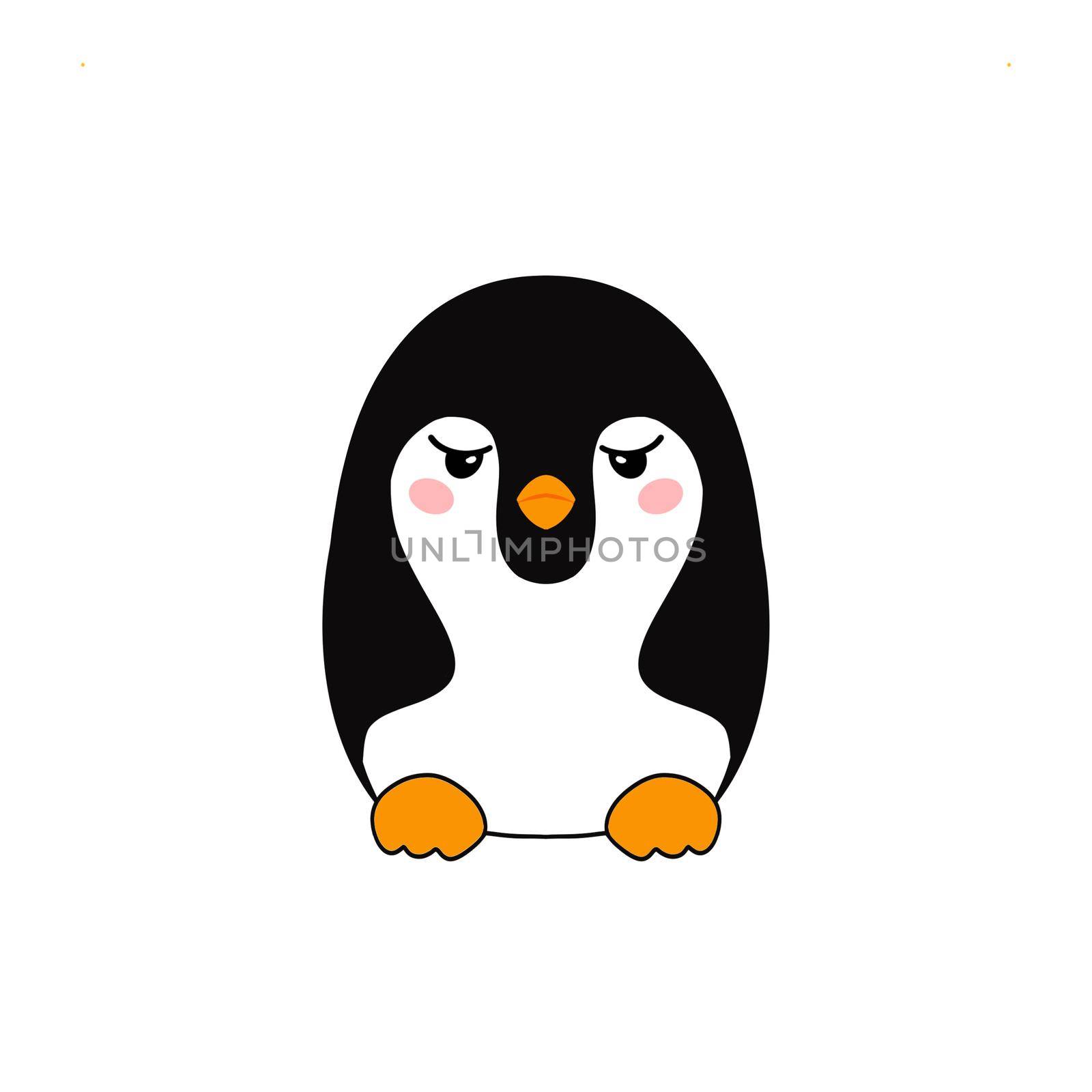 Cute penguin icon in flat style. Cold winter symbol. Antarctic bird, animal illustration