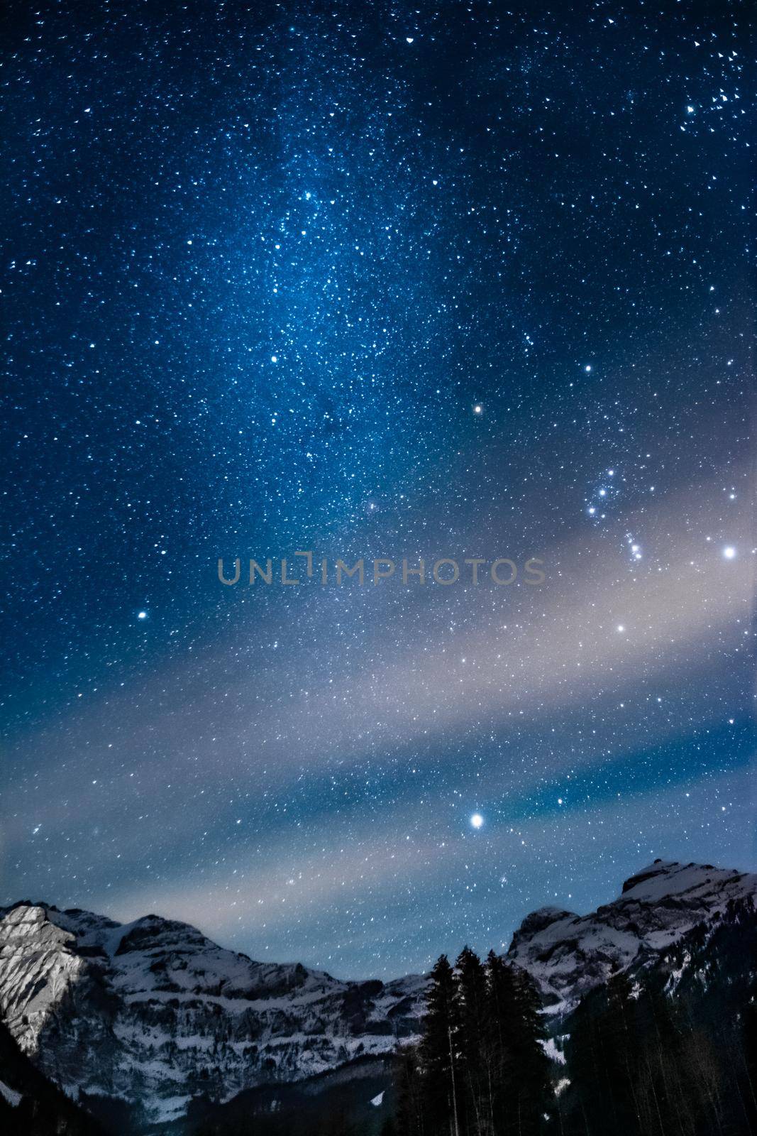 panorama of milky way in swiss moutains by dariobroe