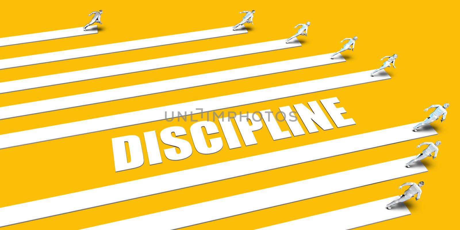 Discipline Concept with Business People Running on Yellow
