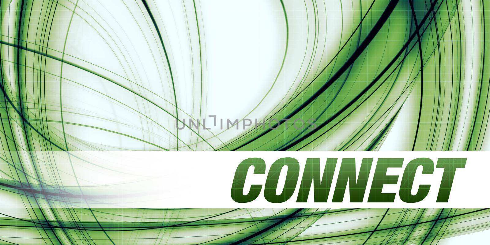 Connect Concept on Green Abstract Background