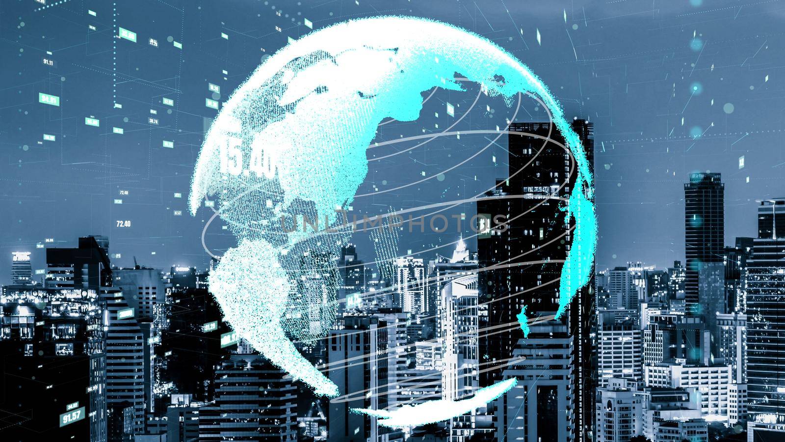 Global connection and the internet network alteration in smart city . Concept of future wireless digital connecting and social media networking .