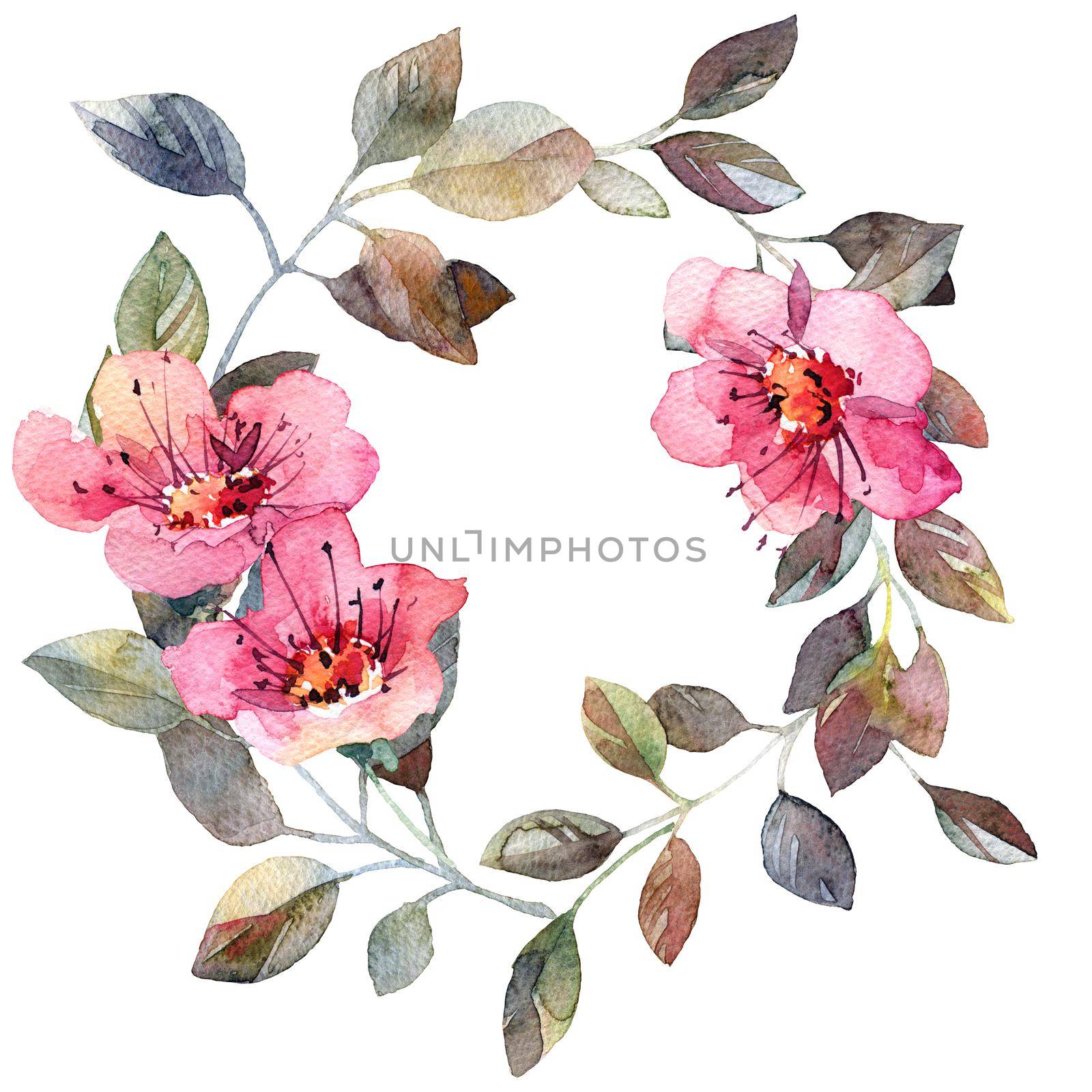 Watercolor flowers wreath by Olatarakanova