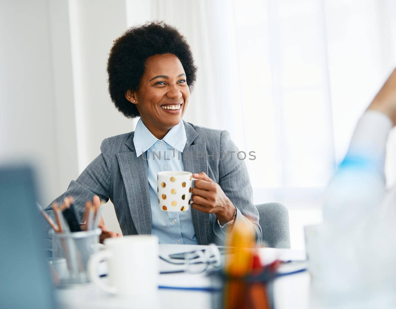 young girl businesswoman office business colleague corporate woman happy smiling meeting by Picsfive