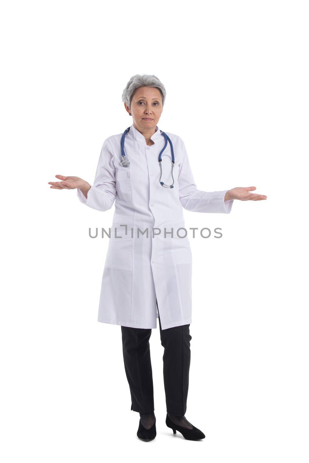 Female medical doctor on white by ALotOfPeople