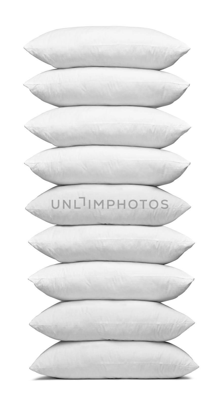 close up of a white pillow on white background