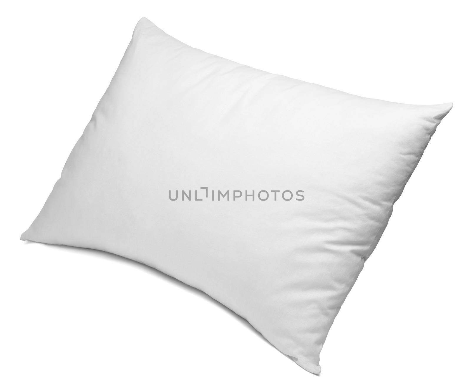 close up of a white pillow on white background