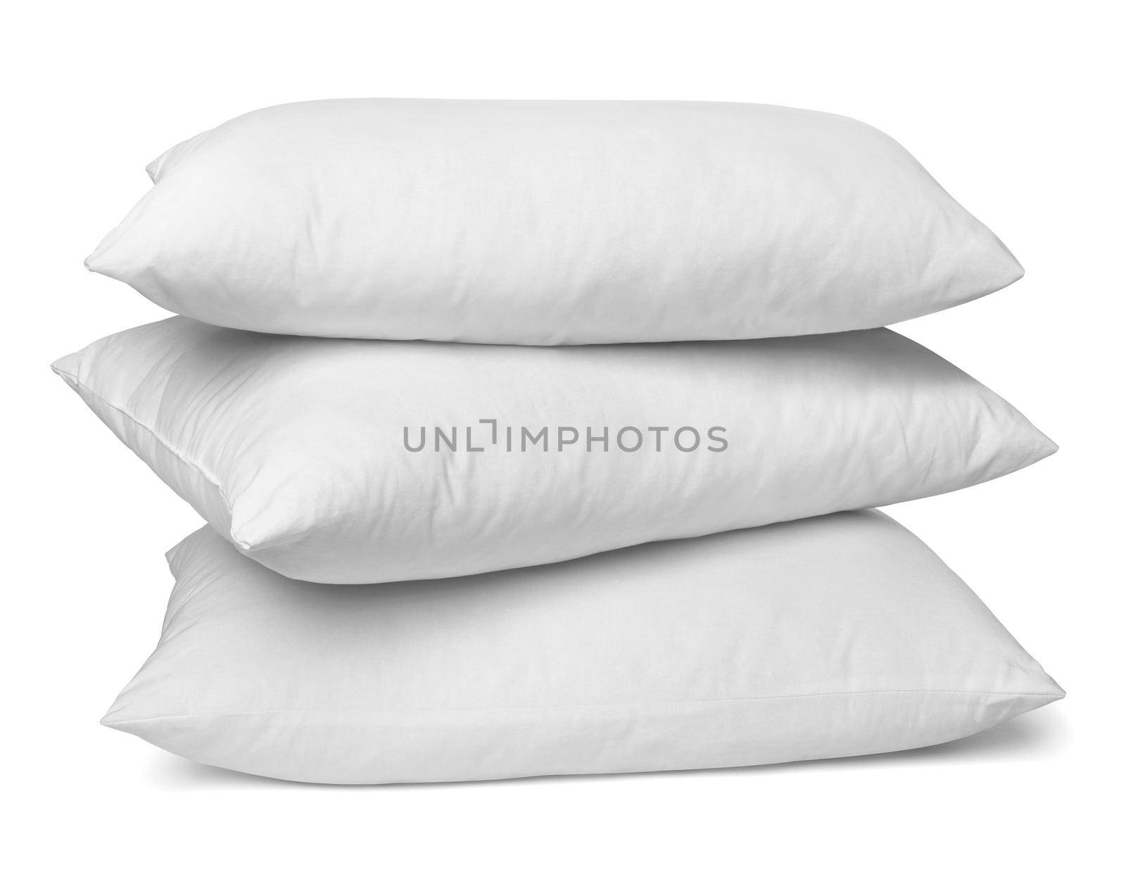 close up of a white pillow on white background