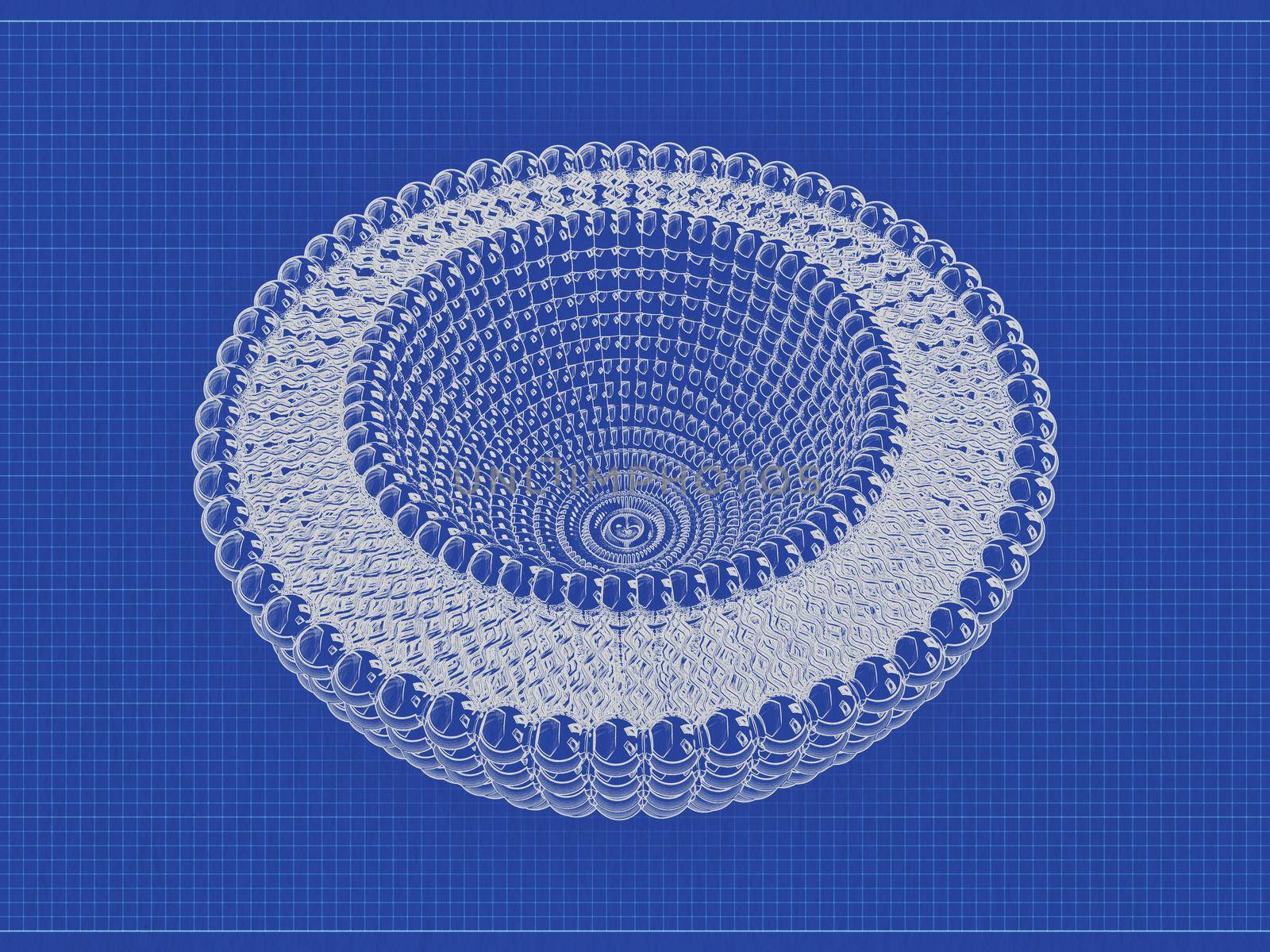 Liposome Bi-layer Structure 3D rendering blueprint Illustration by clusterx