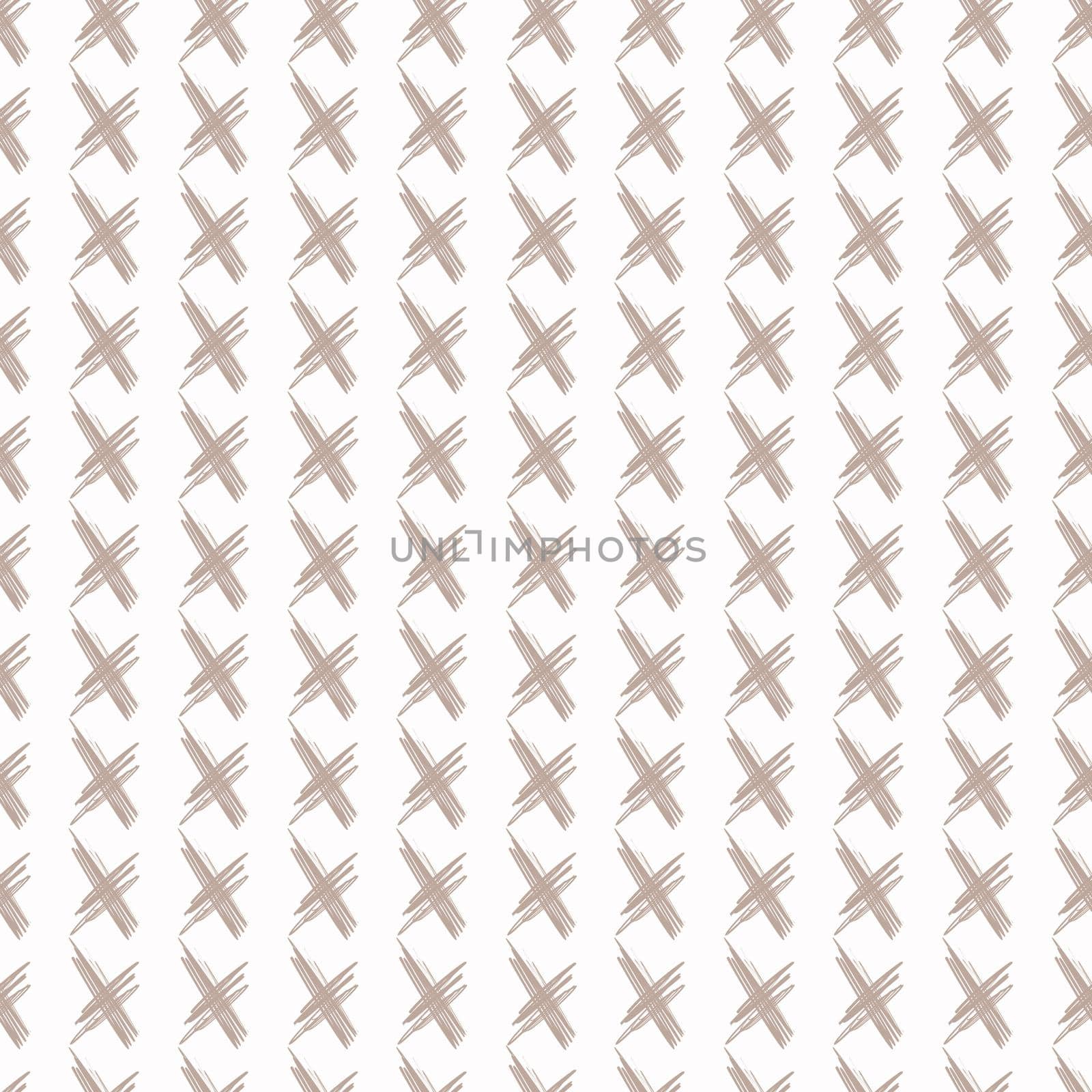 Abstract hand drawn seamless pattern with beige cross by fireFLYart