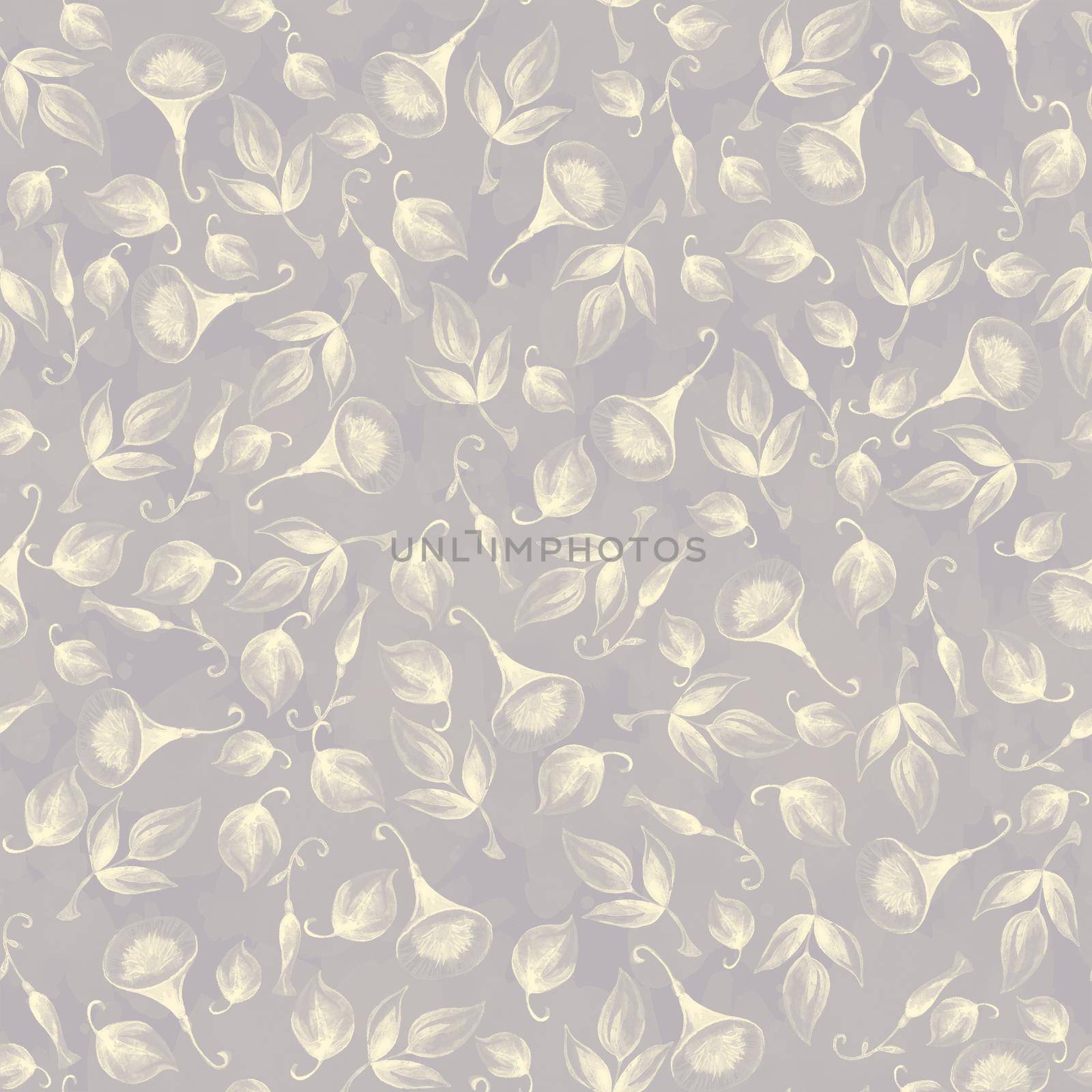 Bluebell flowers watercolor seamless pattern. Hand drawn monochrome background by fireFLYart