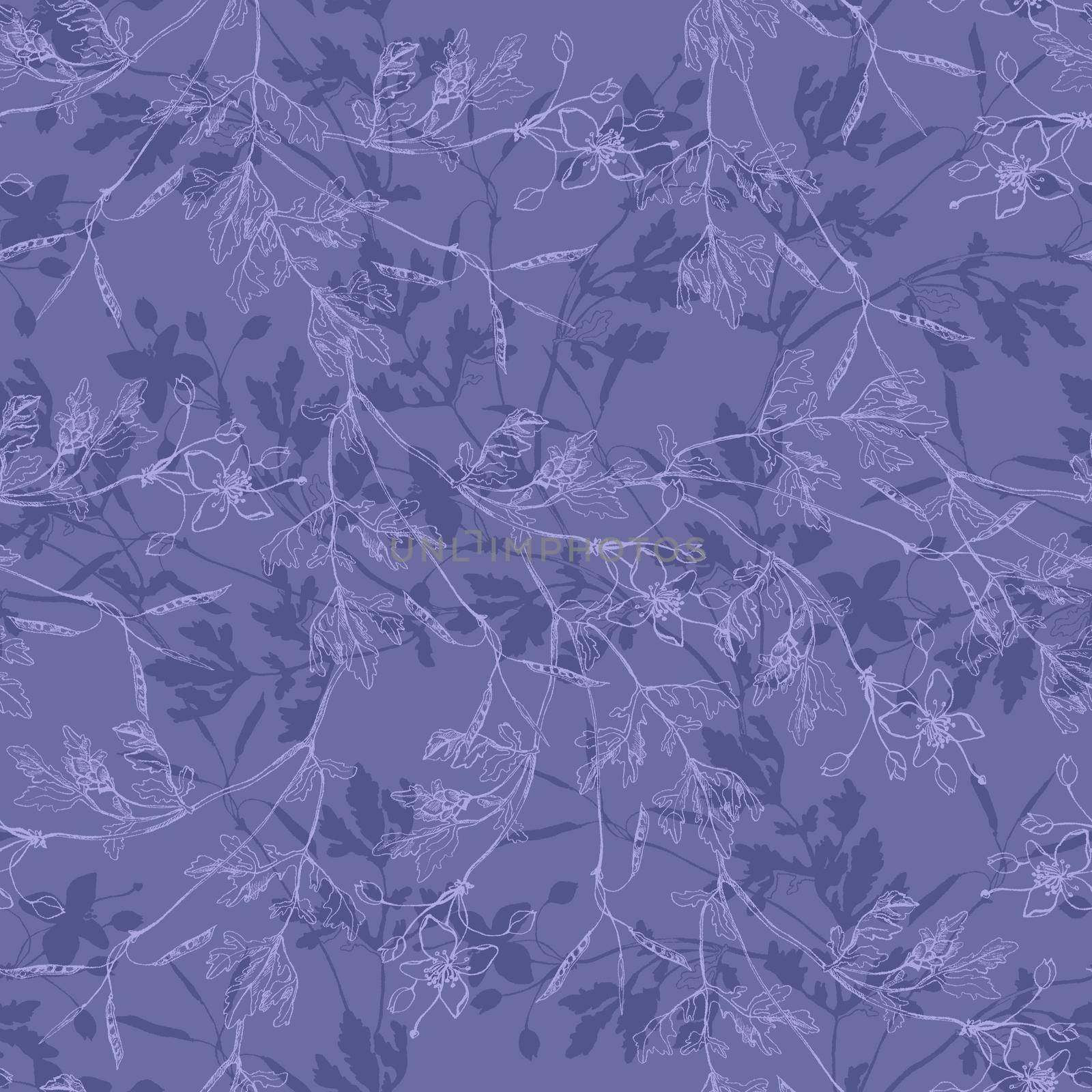 Celandine leaves hand drawn botanical seamless pattern on violet by fireFLYart