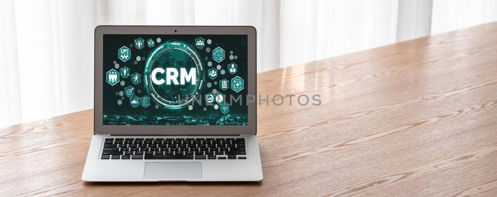 Customer relationship management system on modish computer for CRM business and enterprise