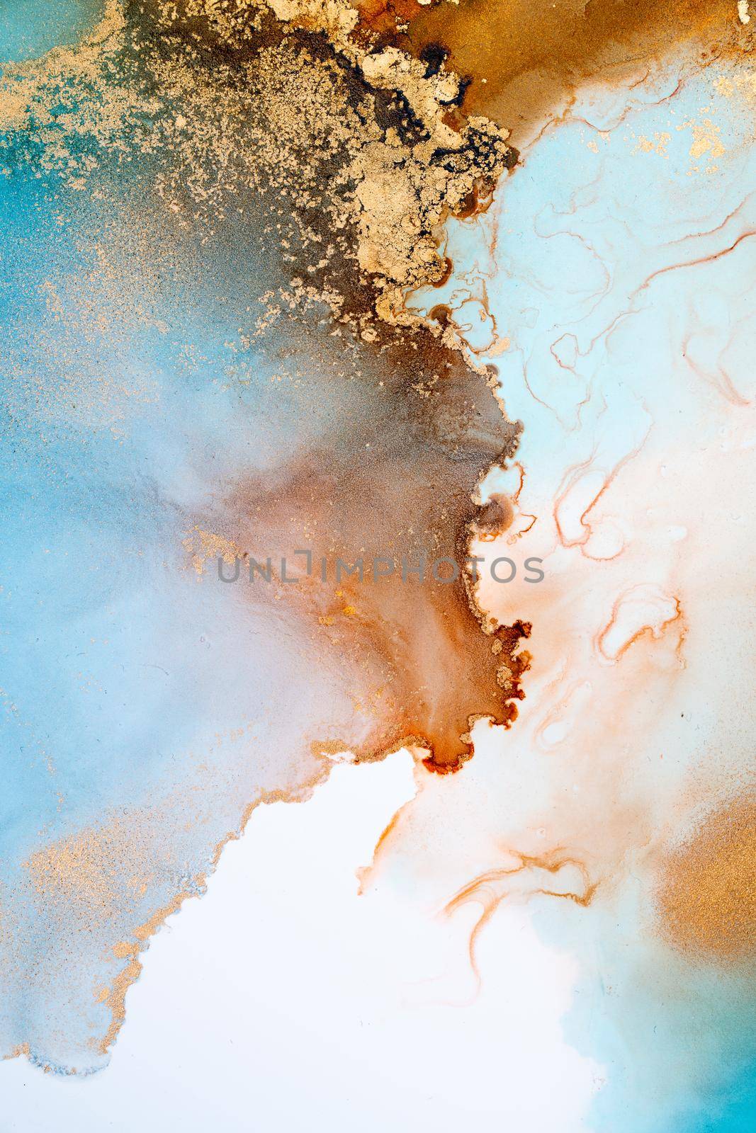 Marble ink abstract art from exquisite original painting for abstract background . Painting was painted on high quality paper texture to create smooth marble background pattern of ombre alcohol ink .