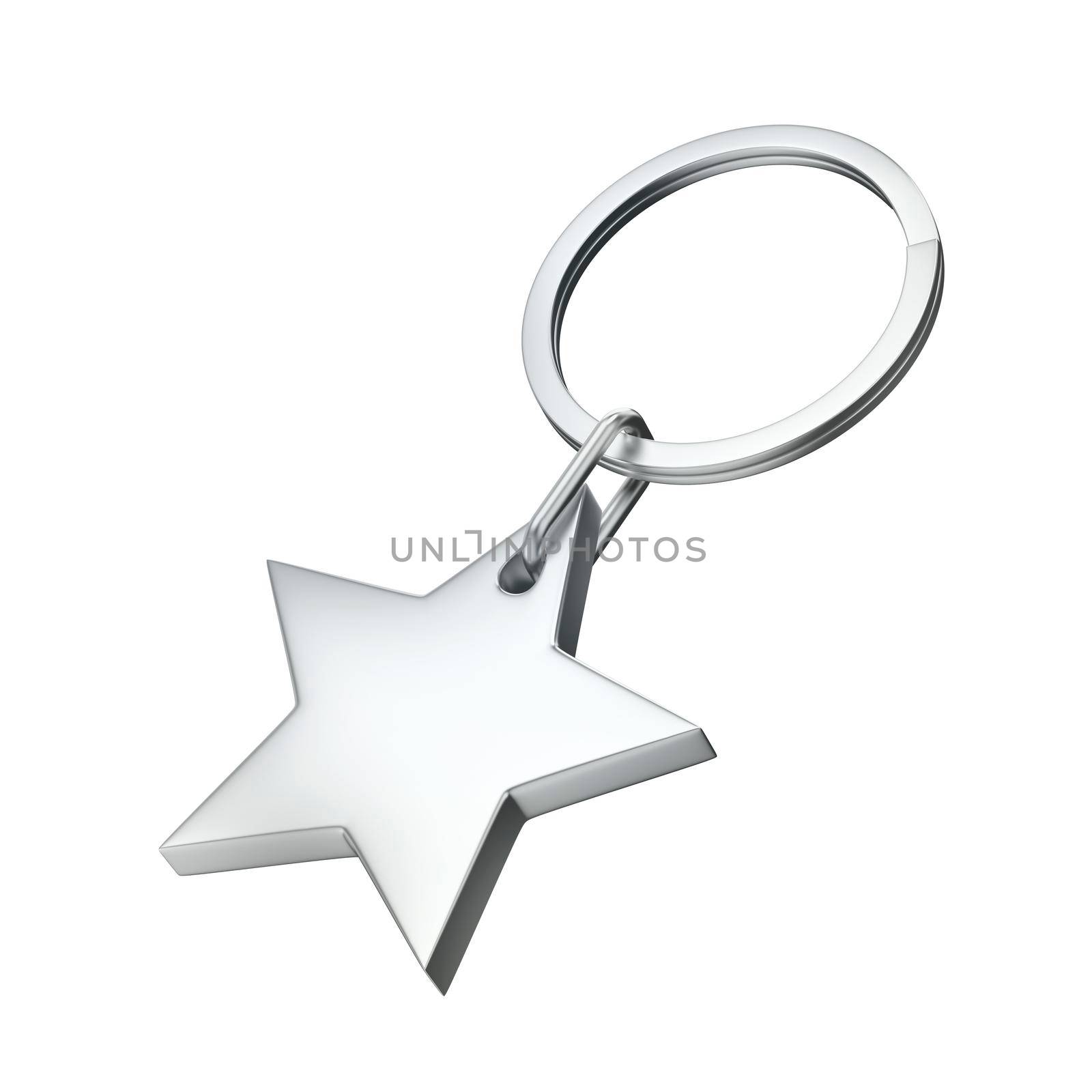 Star shape keychain isolated on white background