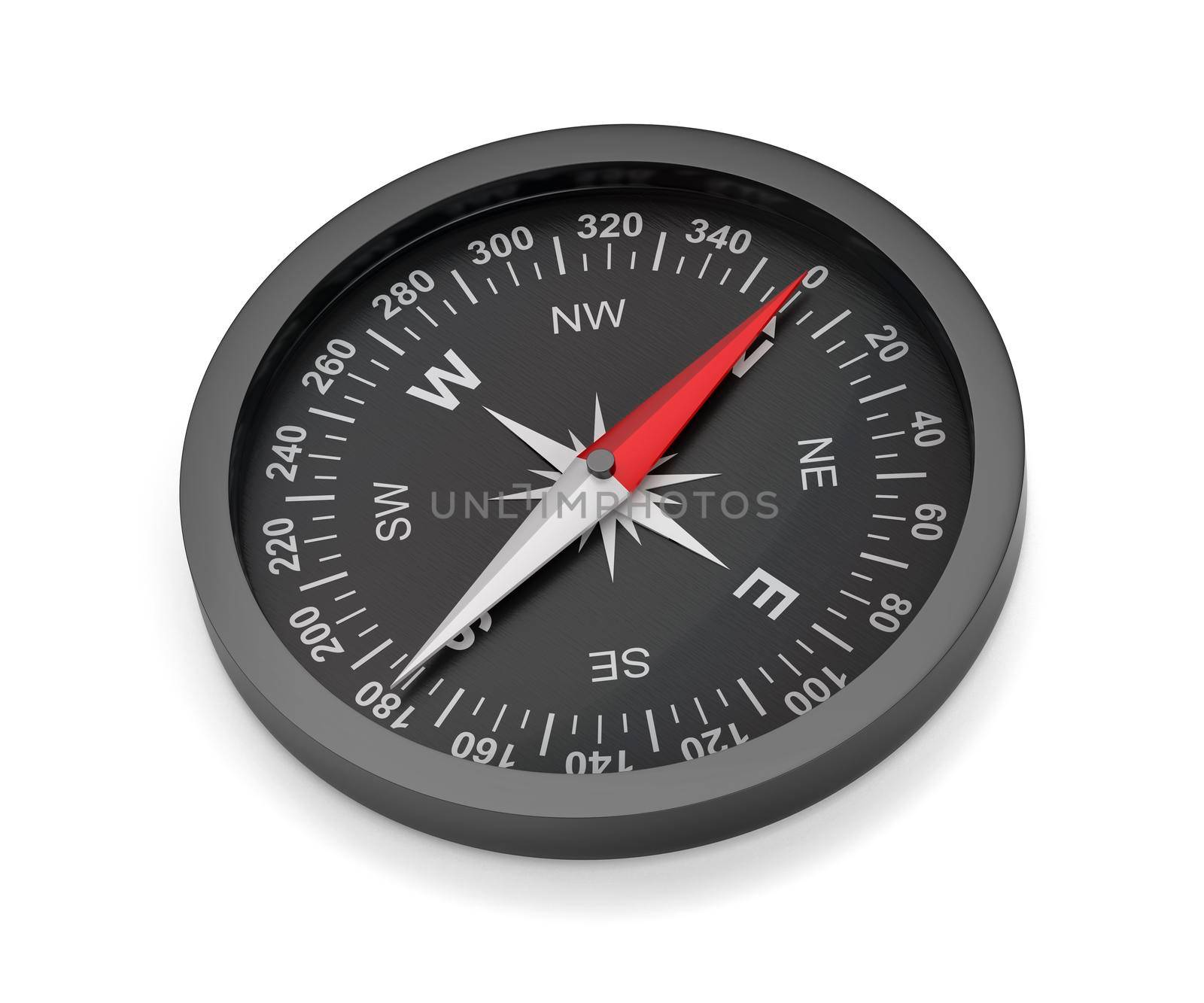 Modern compass on white background