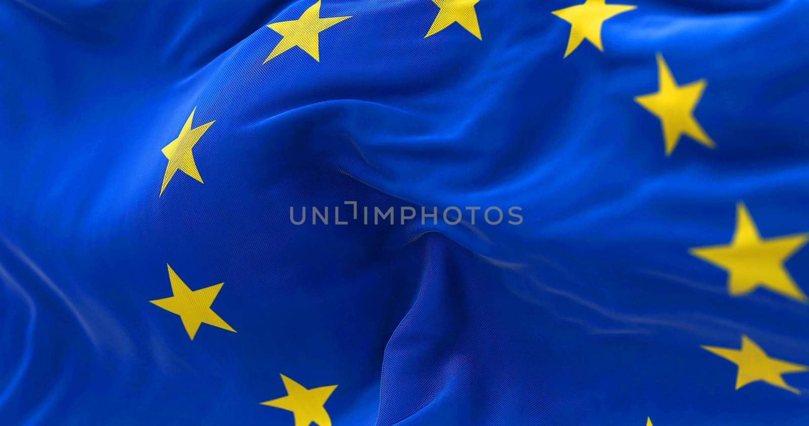 Close-up view of the European Union flag waving in the wind by rarrarorro