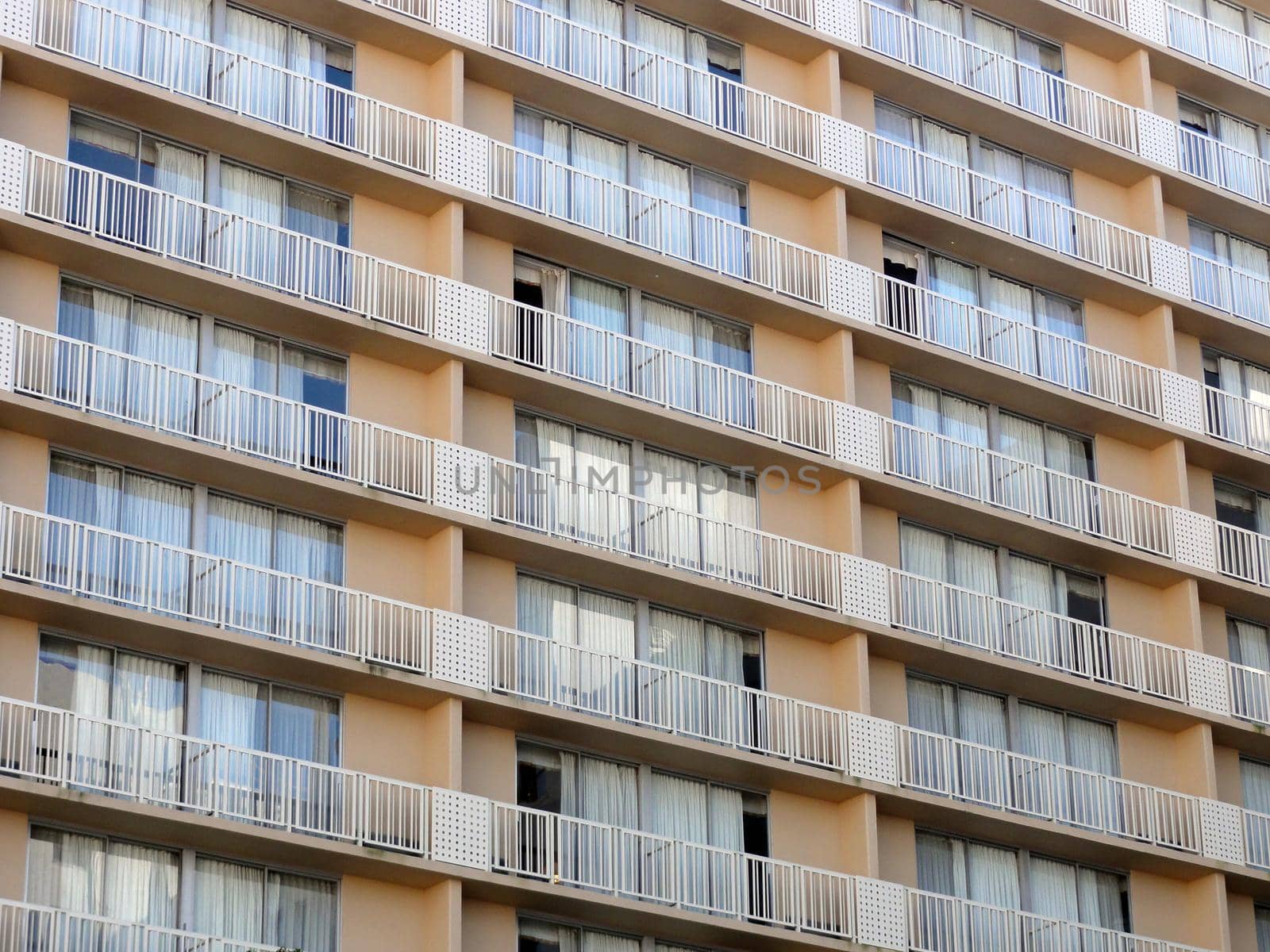 Apartments with balconies pattern with sliding glass window doors in San Francisco