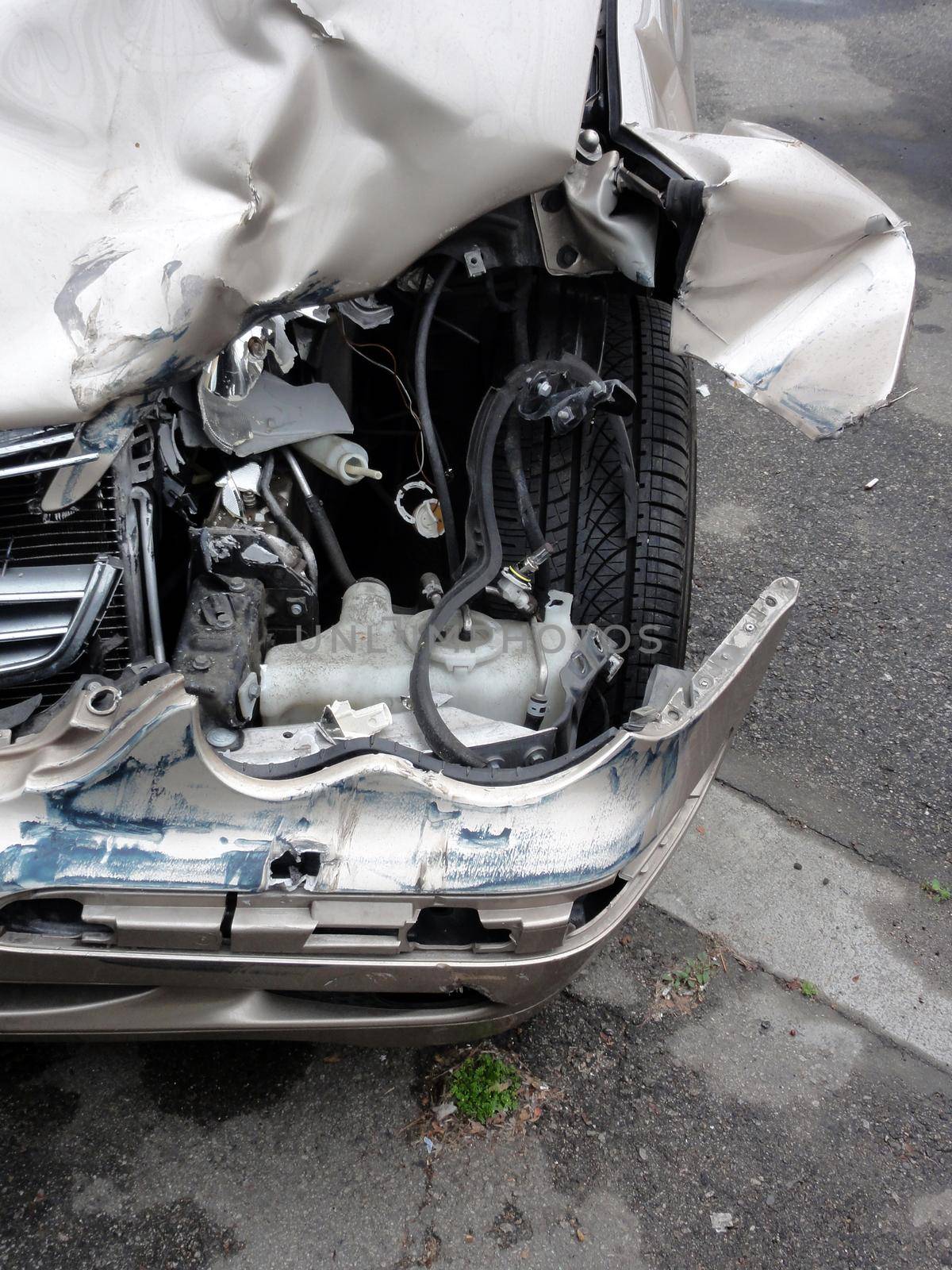 Crushed and riped by accident front headlight of a car parked by EricGBVD