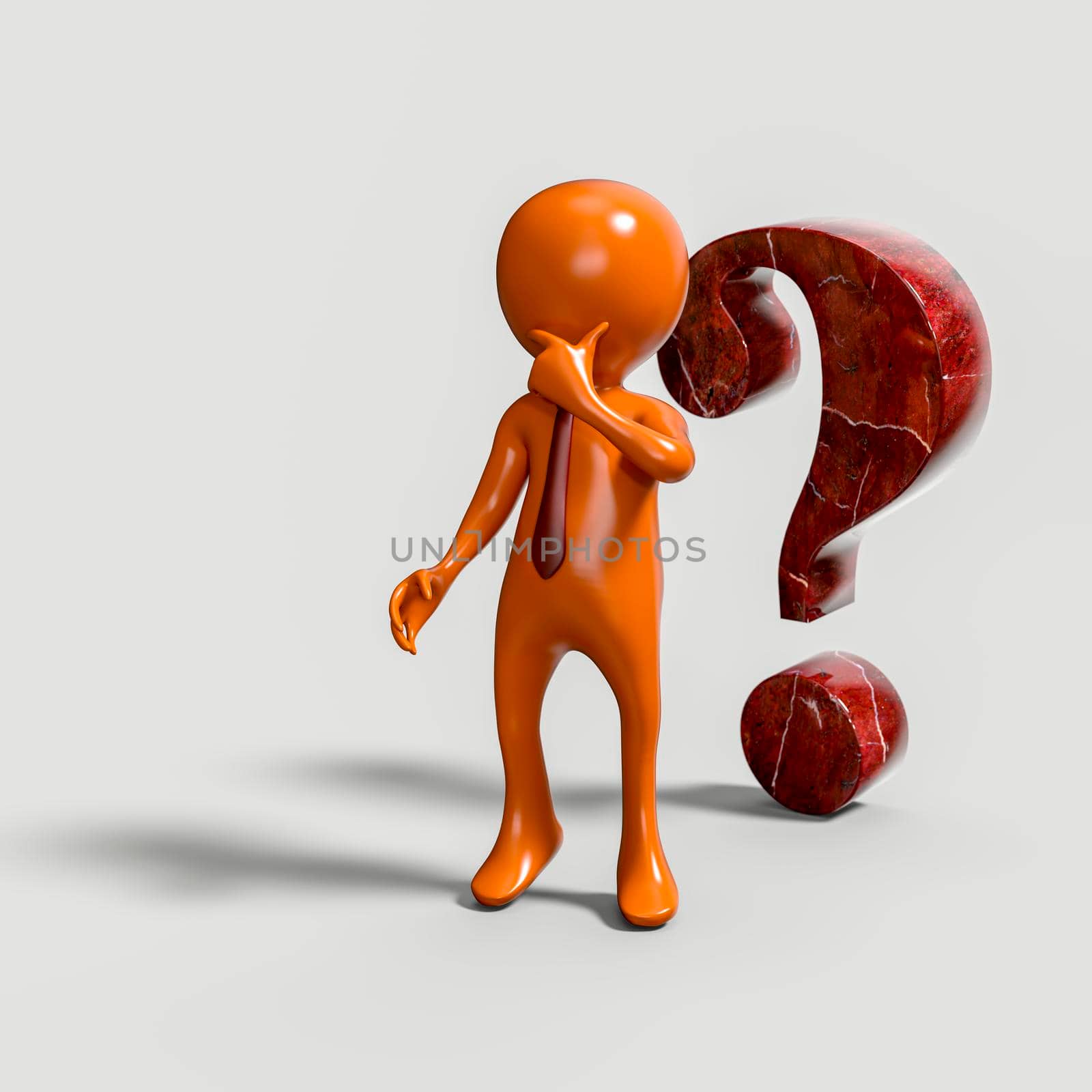 3d thinking man with a big red question mark by ankarb