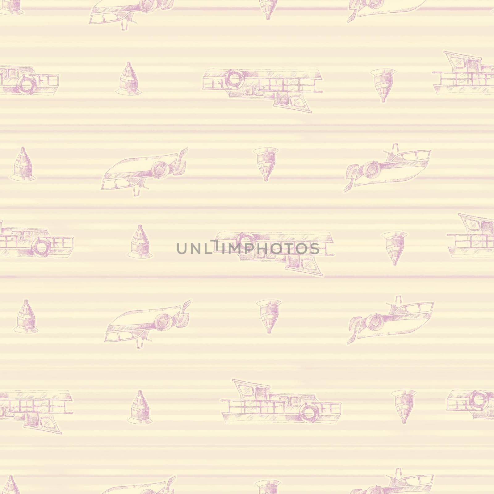 Pink stripe with hand drawn sailboats seamless pattern nautical mood ,Design for fashion , fabric, textile, wallpaper, cover, web , wrapping and all prints