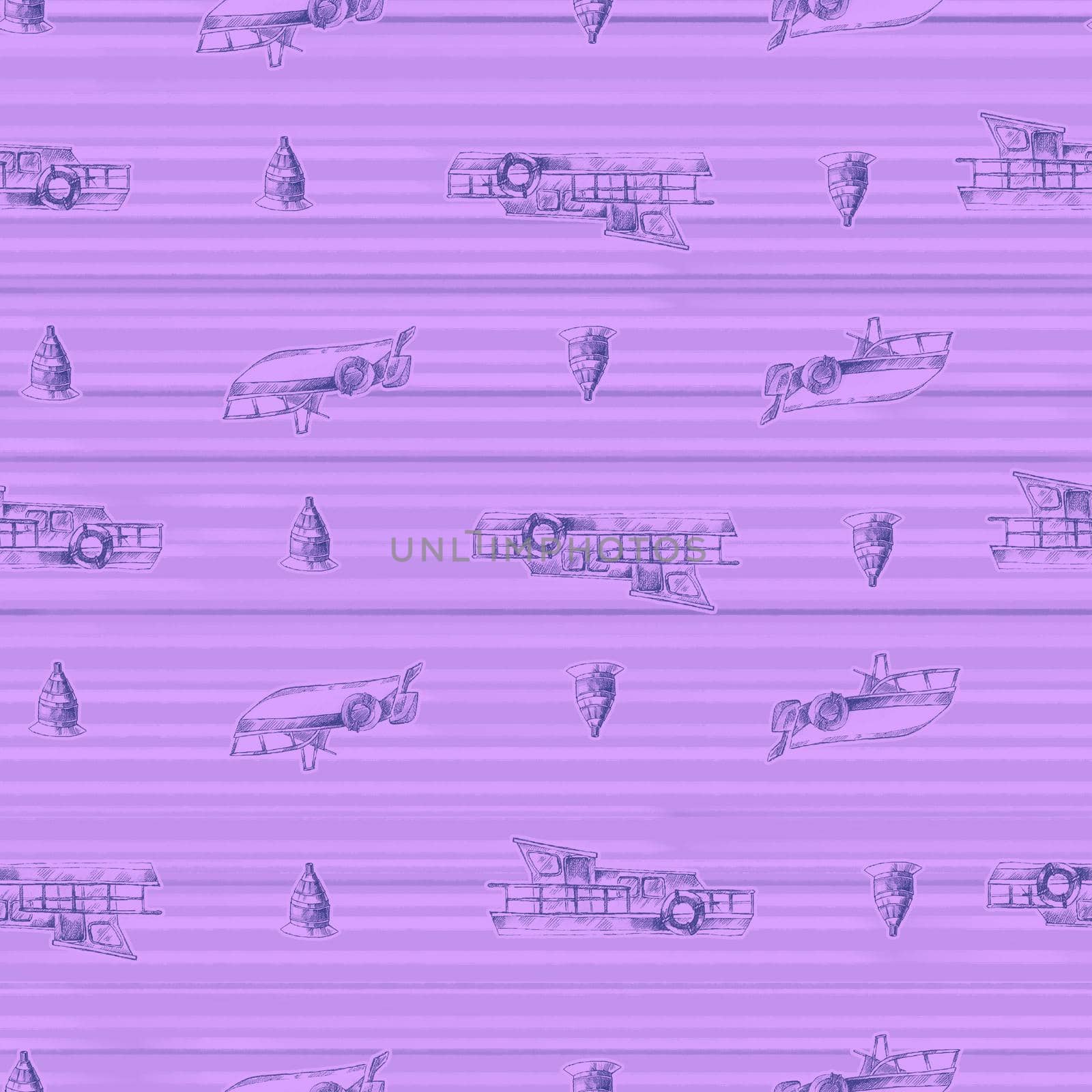 Violet stripe with hand drawn sailboats seamless pattern nautical mood ,Design for fashion , fabric, textile, wallpaper, cover, web , wrapping and all prints