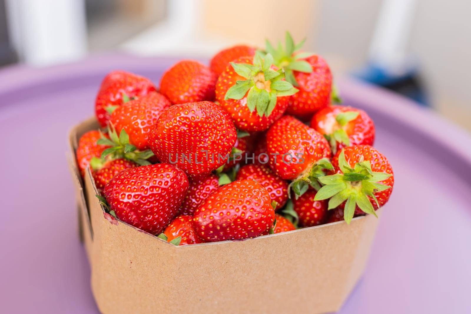 Fresh ripe delicious strawberries in bowl healthy food and vegetarian